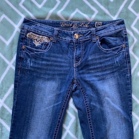 💎 Sz 29 Grace in LA Bootcut Western Jeans 💎 - Picture 3 of 9